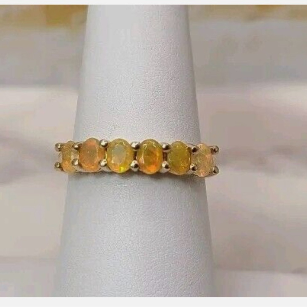 Sterling Silver: Multicolor Opals half band